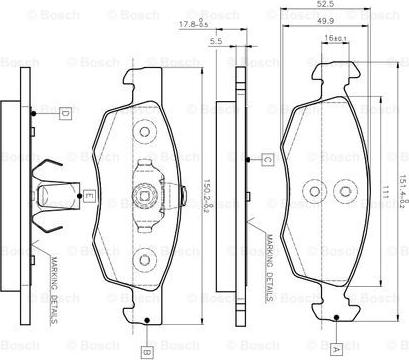 BOSCH 0 986 TB2 541 - Bremžu uzliku kompl., Disku bremzes adetalas.lv