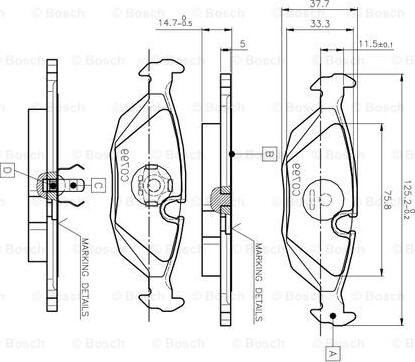 BOSCH 0 986 TB2 532 - Bremžu uzliku kompl., Disku bremzes adetalas.lv