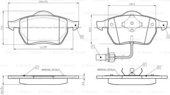 BOSCH 0 986 TB2 673 - Bremžu uzliku kompl., Disku bremzes adetalas.lv