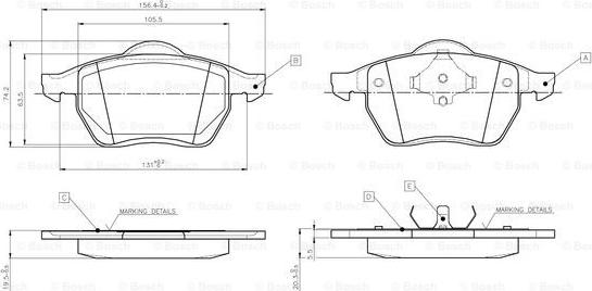 BOSCH 0 986 TB2 672 - Bremžu uzliku kompl., Disku bremzes adetalas.lv