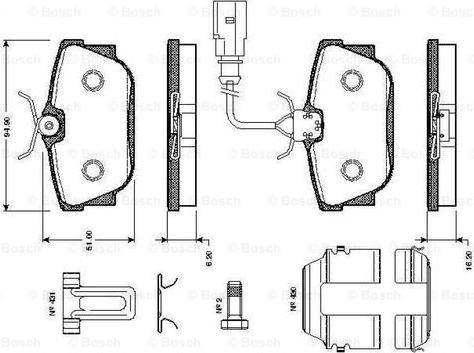 BOSCH 0 986 TB2 047 - Bremžu uzliku kompl., Disku bremzes adetalas.lv