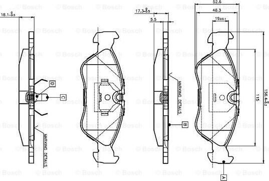 BOSCH 0 986 TB2 016 - Bremžu uzliku kompl., Disku bremzes adetalas.lv