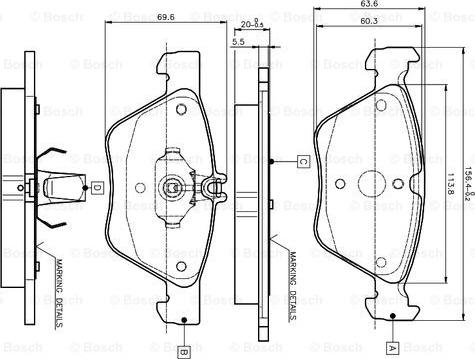 BOSCH 0 986 TB2 034 - Bremžu uzliku kompl., Disku bremzes adetalas.lv