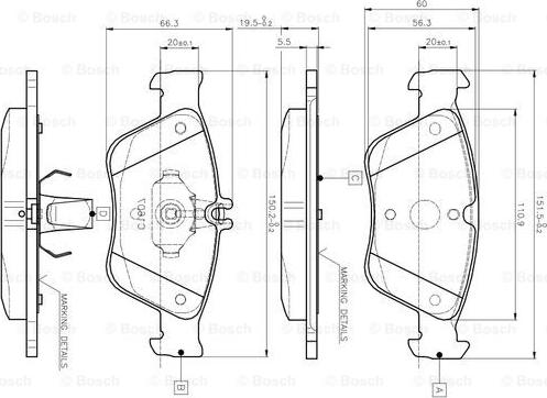 BOSCH 0 986 TB2 033 - Bremžu uzliku kompl., Disku bremzes adetalas.lv