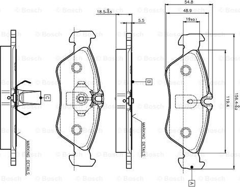 BOSCH 0 986 TB2 032 - Bremžu uzliku kompl., Disku bremzes adetalas.lv