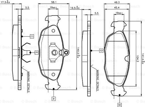 BOSCH 0 986 TB2 021 - Bremžu uzliku kompl., Disku bremzes adetalas.lv