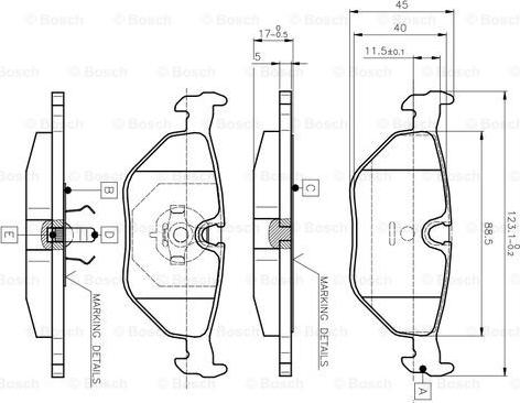 BOSCH 0 986 TB2 143 - Bremžu uzliku kompl., Disku bremzes adetalas.lv