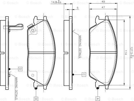 BOSCH 0 986 TB2 115 - Bremžu uzliku kompl., Disku bremzes adetalas.lv