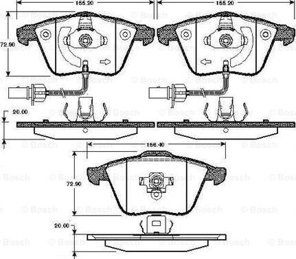 BOSCH 0 986 TB2 849 - Bremžu uzliku kompl., Disku bremzes adetalas.lv