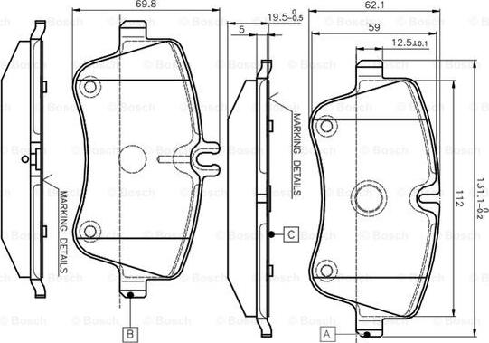 BOSCH 0 986 TB2 814 - Bremžu uzliku kompl., Disku bremzes adetalas.lv