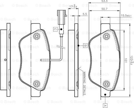 BOSCH 0 986 TB2 836 - Bremžu uzliku kompl., Disku bremzes adetalas.lv