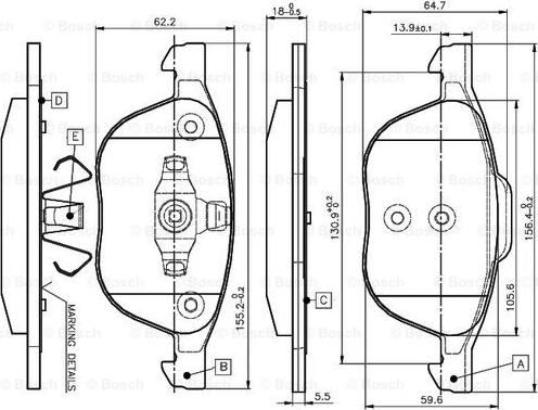 BOSCH 0 986 TB2 877 - Bremžu uzliku kompl., Disku bremzes adetalas.lv