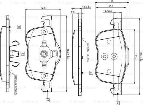 BOSCH 0 986 TB2 351 - Bremžu uzliku kompl., Disku bremzes adetalas.lv