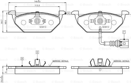 BOSCH 0 986 TB2 314 - Bremžu uzliku kompl., Disku bremzes adetalas.lv