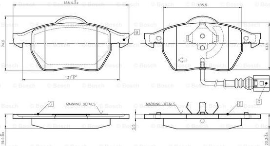 BOSCH 0 986 TB2 216 - Bremžu uzliku kompl., Disku bremzes adetalas.lv