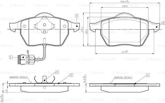 BOSCH 0 986 TB2 213 - Bremžu uzliku kompl., Disku bremzes adetalas.lv