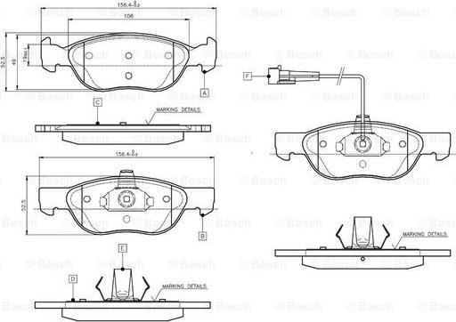 BOSCH 0 986 TB2 282 - Bremžu uzliku kompl., Disku bremzes adetalas.lv