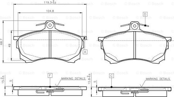 BOSCH 0 986 TB2 278 - Bremžu uzliku kompl., Disku bremzes adetalas.lv