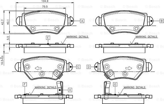 BOSCH 0 986 TB2 777 - Bremžu uzliku kompl., Disku bremzes adetalas.lv