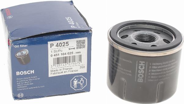 BOSCH 0 451 104 025 - Eļļas filtrs adetalas.lv