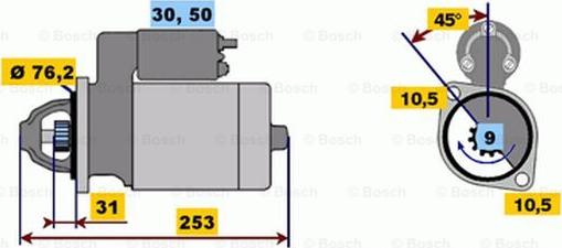 BOSCH 0 001 109 009 - Starteris adetalas.lv