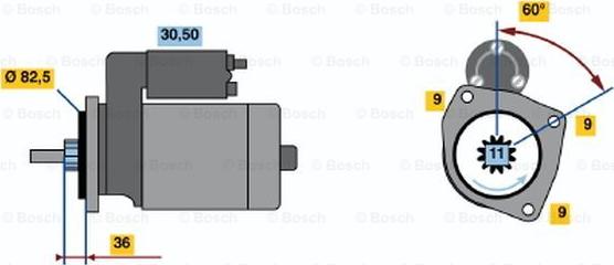 BOSCH 0 001 108 099 - Starteris adetalas.lv