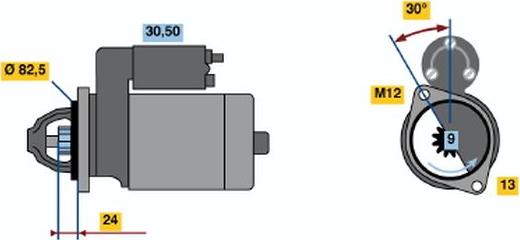 BOSCH 0 001 108 147 - Starteris adetalas.lv