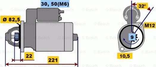 BOSCH 0 001 107 100 - Starteris adetalas.lv