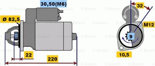 BOSCH 0 001 107 101 - Starteris adetalas.lv