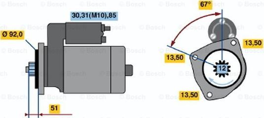 BOSCH 0 001 330 007 - Starteris adetalas.lv