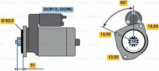 BOSCH 0 001 261 002 - Starteris adetalas.lv