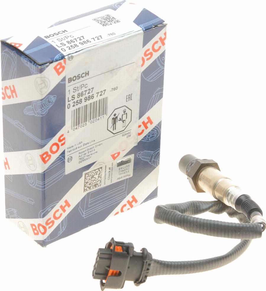 BOSCH 0 258 986 727 - Lambda zonde adetalas.lv