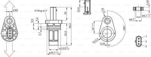 BOSCH 0 261 210 329 - Impulsu devējs, Kloķvārpsta adetalas.lv