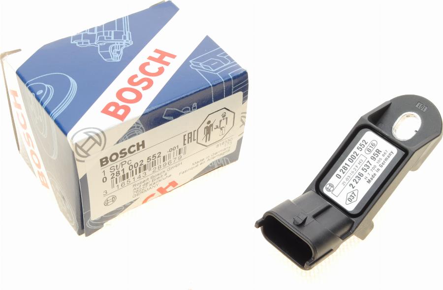 BOSCH 0 281 002 552 - Devējs, Spiediens ieplūdes traktā adetalas.lv