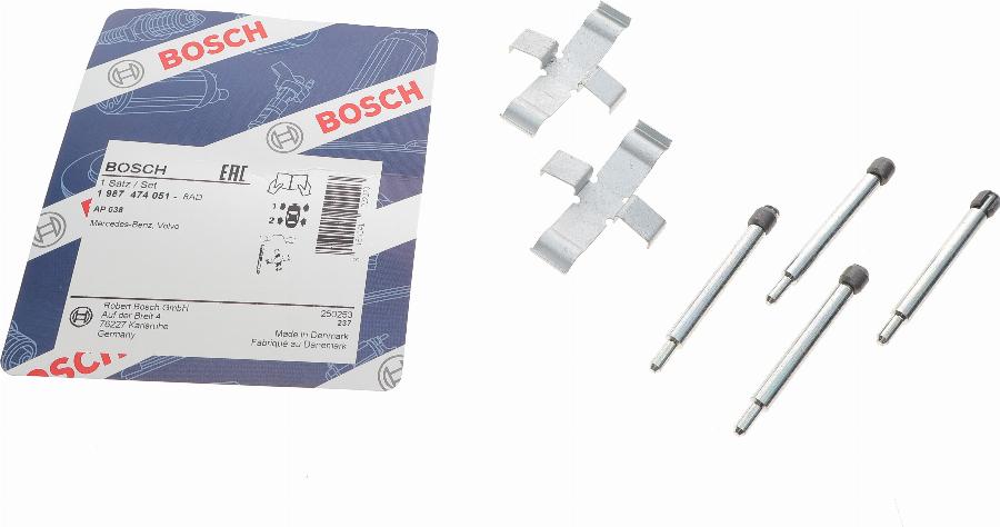 BOSCH 1 987 474 051 - Piederumu komplekts, Disku bremžu uzlikas adetalas.lv