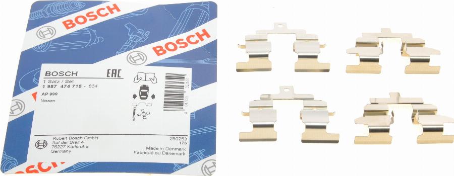 BOSCH 1 987 474 715 - Piederumu komplekts, Disku bremžu uzlikas adetalas.lv