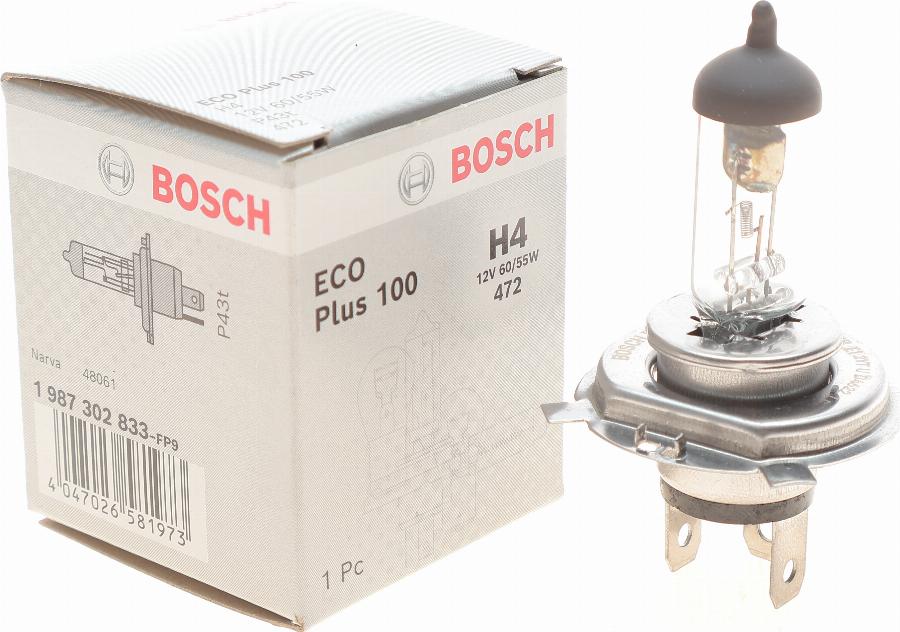 BOSCH 1 987 302 833 - Kvēlspuldze, Tālās gaismas lukturis adetalas.lv