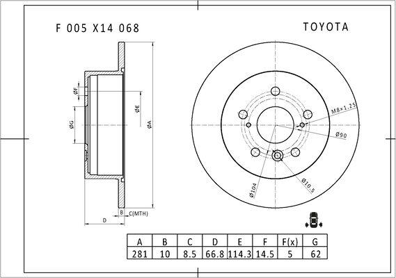 BOSCH F 005 X14 068 - Bremžu diski adetalas.lv