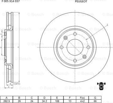 BOSCH F 005 X14 037 - Bremžu diski adetalas.lv