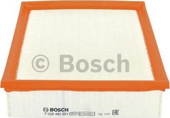 BOSCH F 026 400 551 - Gaisa filtrs adetalas.lv