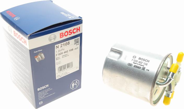 BOSCH F 026 402 108 - Degvielas filtrs adetalas.lv