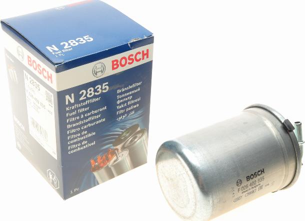 BOSCH F 026 402 835 - Degvielas filtrs adetalas.lv