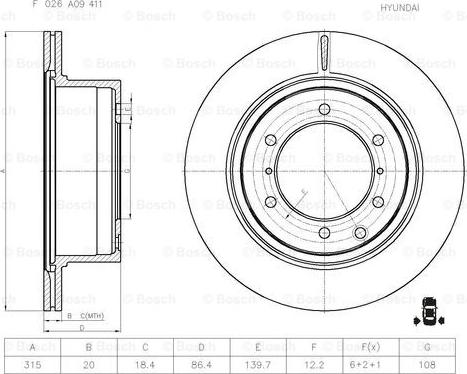 BOSCH F 026 A09 411 - Bremžu diski adetalas.lv