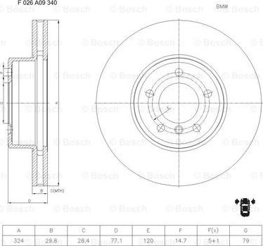 BOSCH F 026 A09 340 - Bremžu diski adetalas.lv