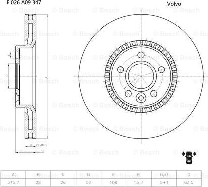 BOSCH F 026 A09 347 - Bremžu diski adetalas.lv