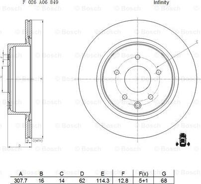 BOSCH F 026 A06 849 - Bremžu diski adetalas.lv