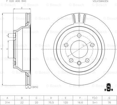 BOSCH F 026 A06 840 - Bremžu diski adetalas.lv