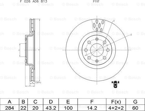 BOSCH F 026 A06 813 - Bremžu diski adetalas.lv