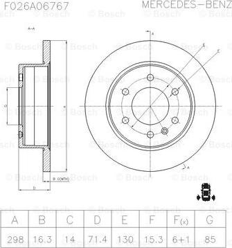 BOSCH F 026 A06 767 - Bremžu diski adetalas.lv