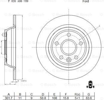 BOSCH F 026 A06 789 - Bremžu diski adetalas.lv